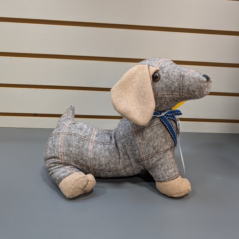 Dachshund Door Stopper Plaid
